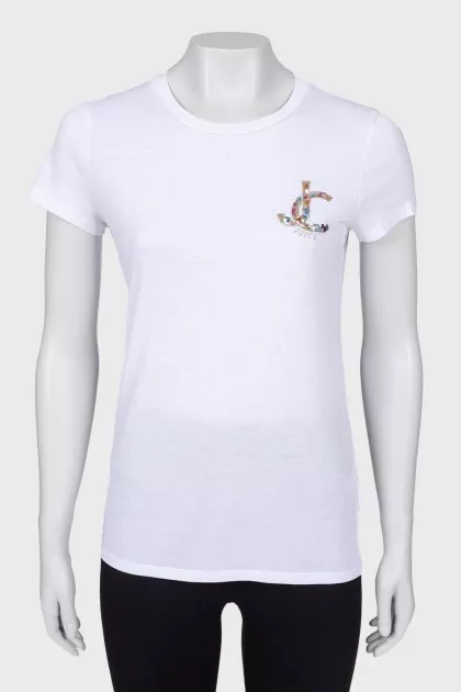 T-shirt with sequin logo