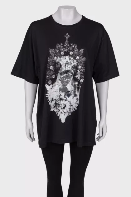 T-shirt with print and stones