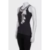 Black printed tank top