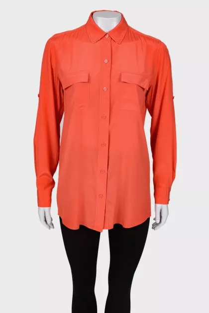 Coral shirt with pockets
