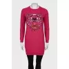 Pink Print Hoodie Dress