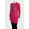 Pink Print Hoodie Dress