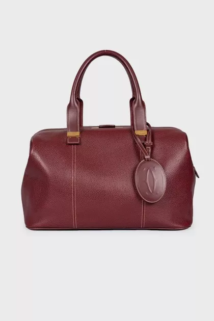 Burgundy leather handbag 