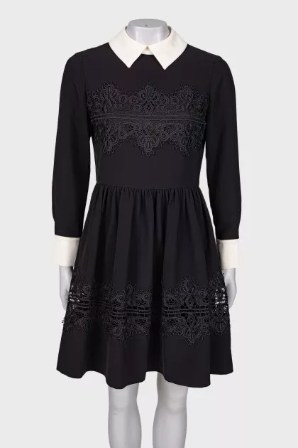 Black dress with white collar and cuffs