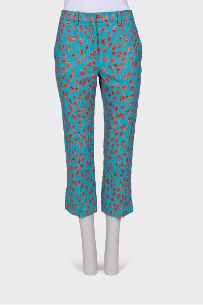 Floral embroidered trousers