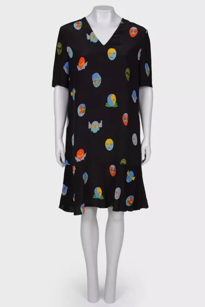 Printed silk dress