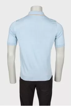 Men's light blue diamond print polo shirt