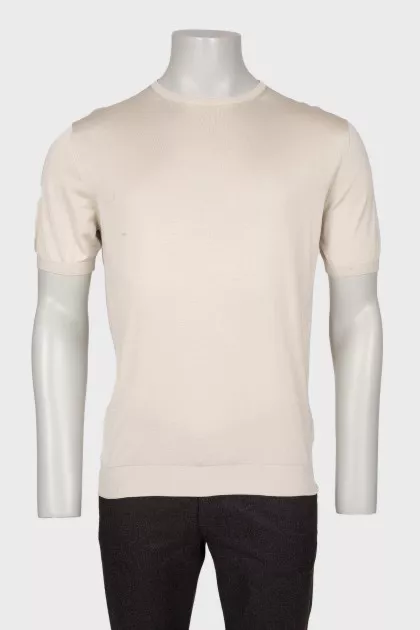 Men's beige silk T-shirt