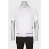 Men's white T-shirt with blue stripes