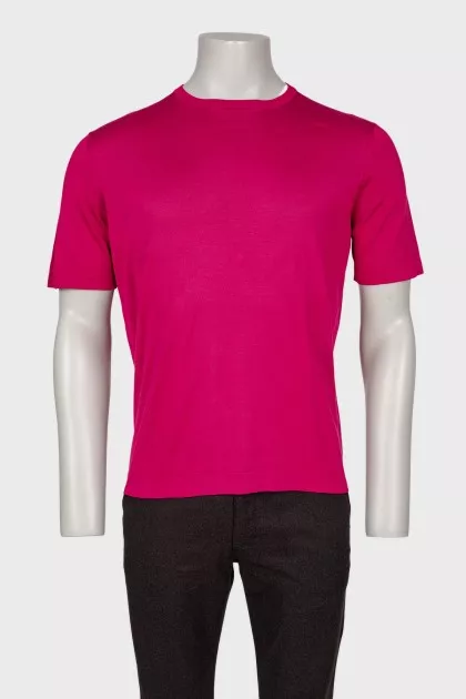 Men's silk crimson T-shirt
