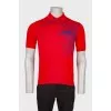Men's red polo with print