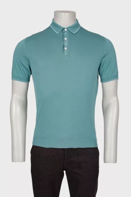 Men's green button-down polo