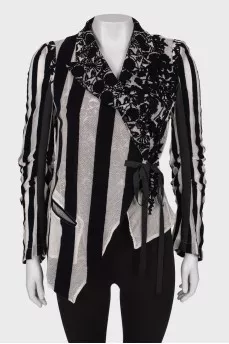 Asymmetrical black and white jacket