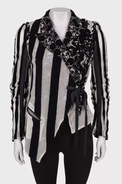 Asymmetrical black and white jacket