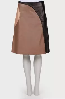Leather tricolor skirt