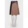 Leather tricolor skirt