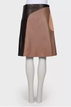 Leather tricolor skirt