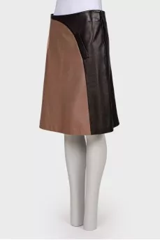 Leather tricolor skirt