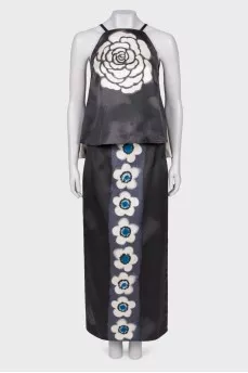 Silk suit with floral print