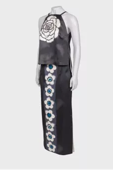 Silk suit with floral print
