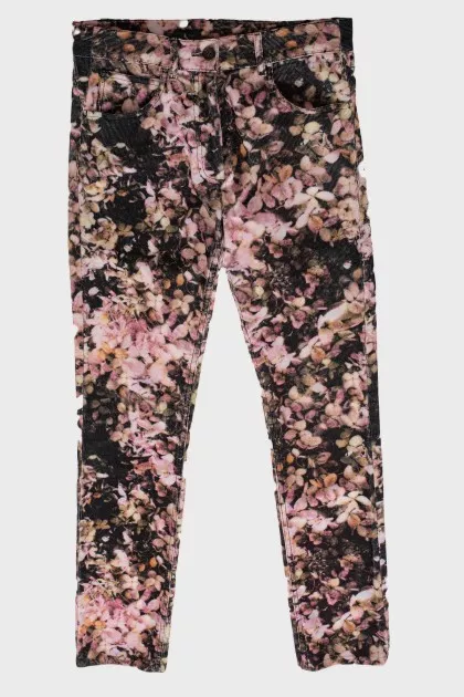 Floral print jeans