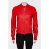 Red perforated leather jacket