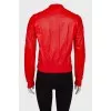 Red perforated leather jacket