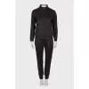 Sporty black suit with rhinestones