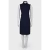 Black and Blue Sleeveless Midi Dress