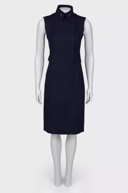 Black and Blue Sleeveless Midi Dress