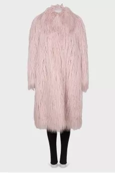 Pink fur coat with long pile
