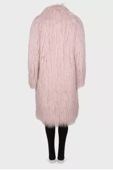 Pink fur coat with long pile
