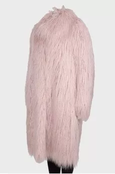 Pink fur coat with long pile
