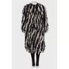 Black and white fur coat with long pile