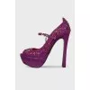 Purple shoes with rhinestones