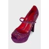 Purple shoes with rhinestones