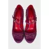 Purple shoes with rhinestones