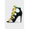 Yellow and Black heeled sandals