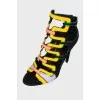 Yellow and Black heeled sandals