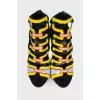 Yellow and Black heeled sandals