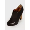 Combined wooden heel ankle boots
