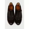Combined wooden heel ankle boots