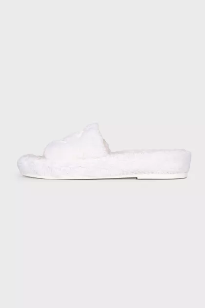 White mules with brand logo