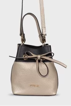 Gold tone bucket bag
