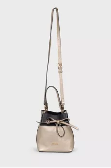 Gold tone bucket bag