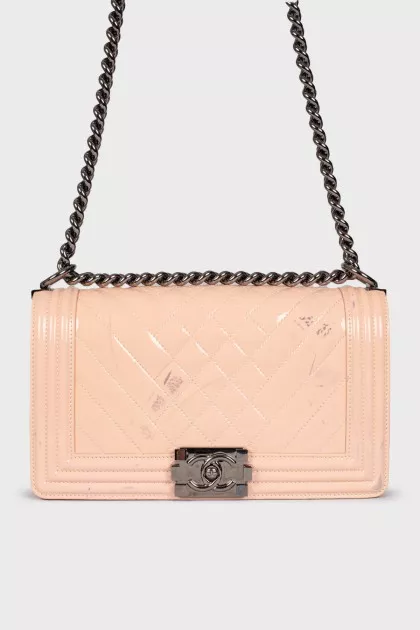 Boy Chevron Flap Bag Patent Leather
