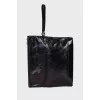 Patent black wrist bag