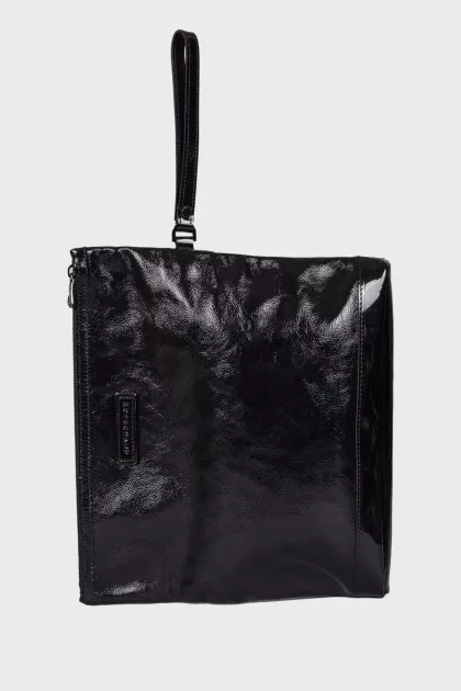Patent black wrist bag