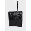 Patent black wrist bag