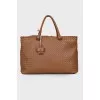 Intrecciato Woven Nappa Leather Brick Bag